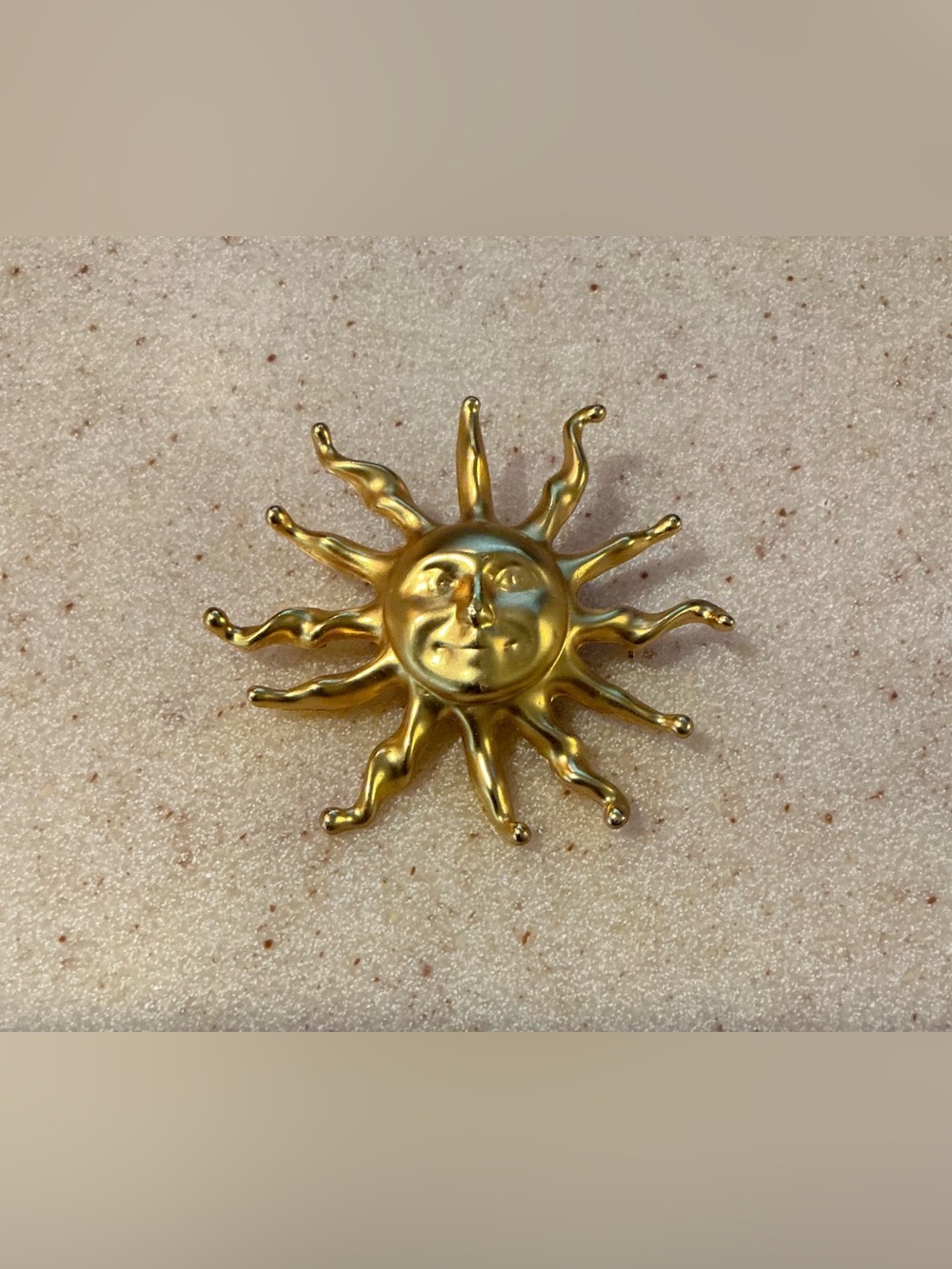 Gold Sun Face Brooch - Elegant Women’s Jewelry